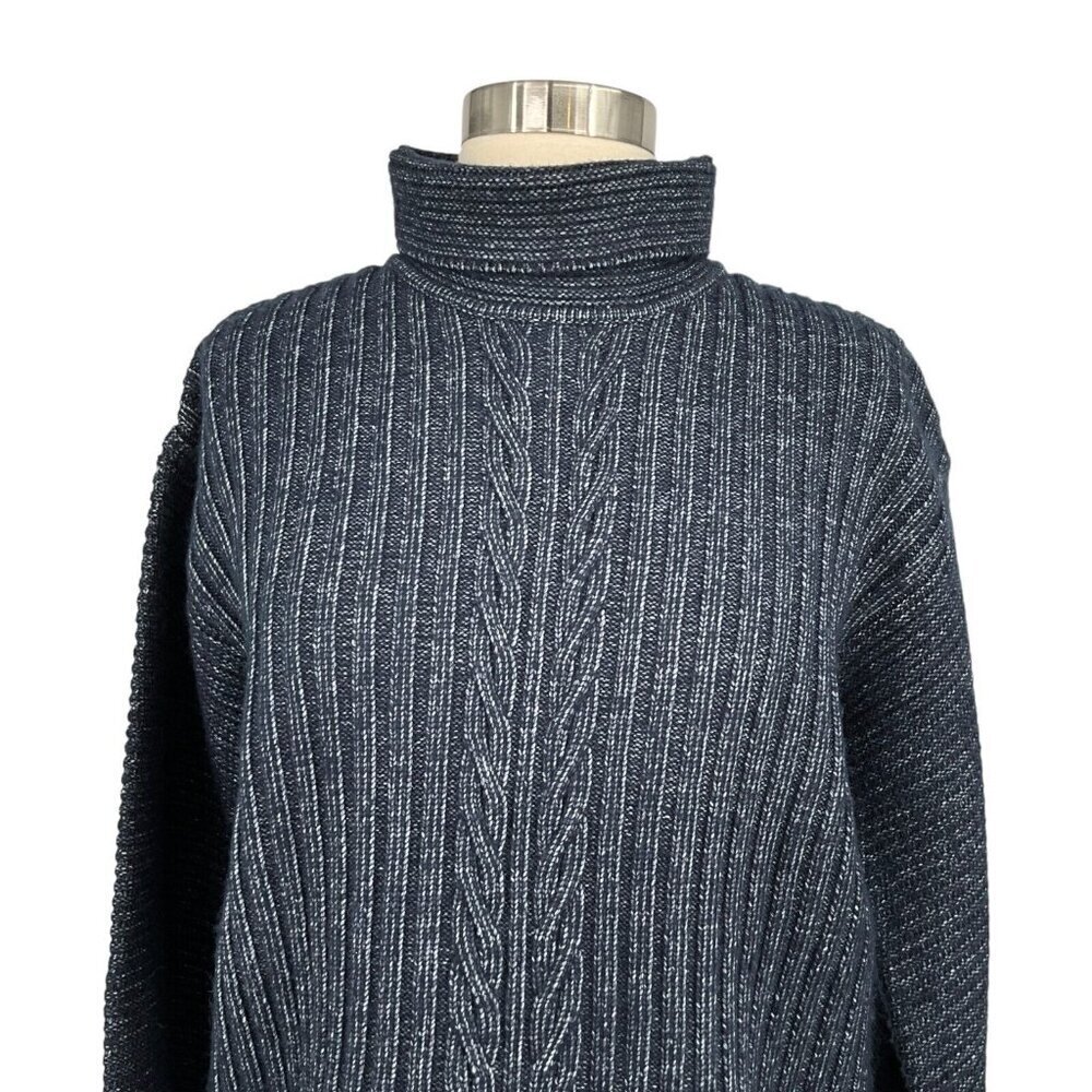 Toccin Turtleneck Sweater Navy Size S Pullover Long Sleeve Ribbed - Picture 2 of 8